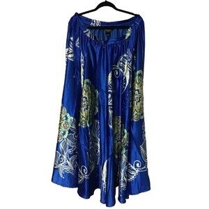 Ashley Stewart Skirt, Midi 2X art to wear Illustrated and colorful blue